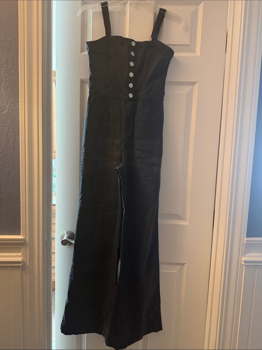 Chaser Black Button-Front Wide-Leg Jumpsuit